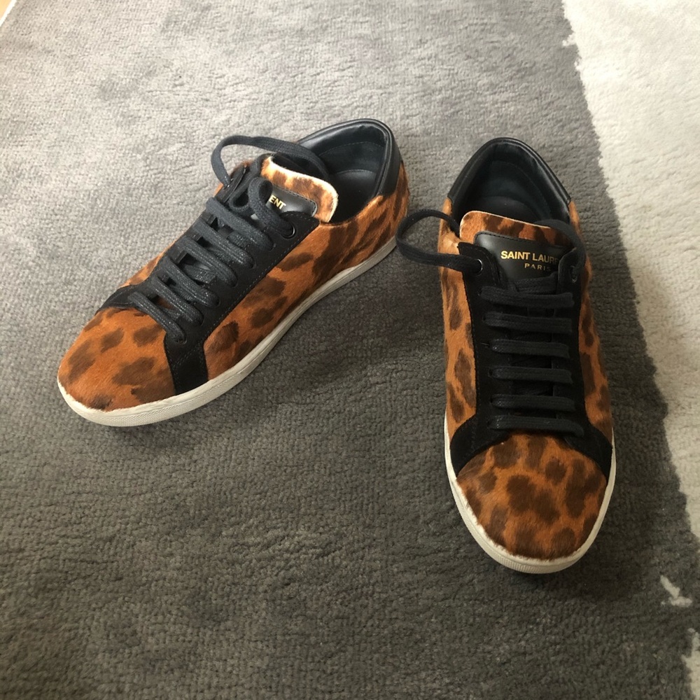Saint Laurent Leopard Calf Hair Sneakers - Picture 1 of 5